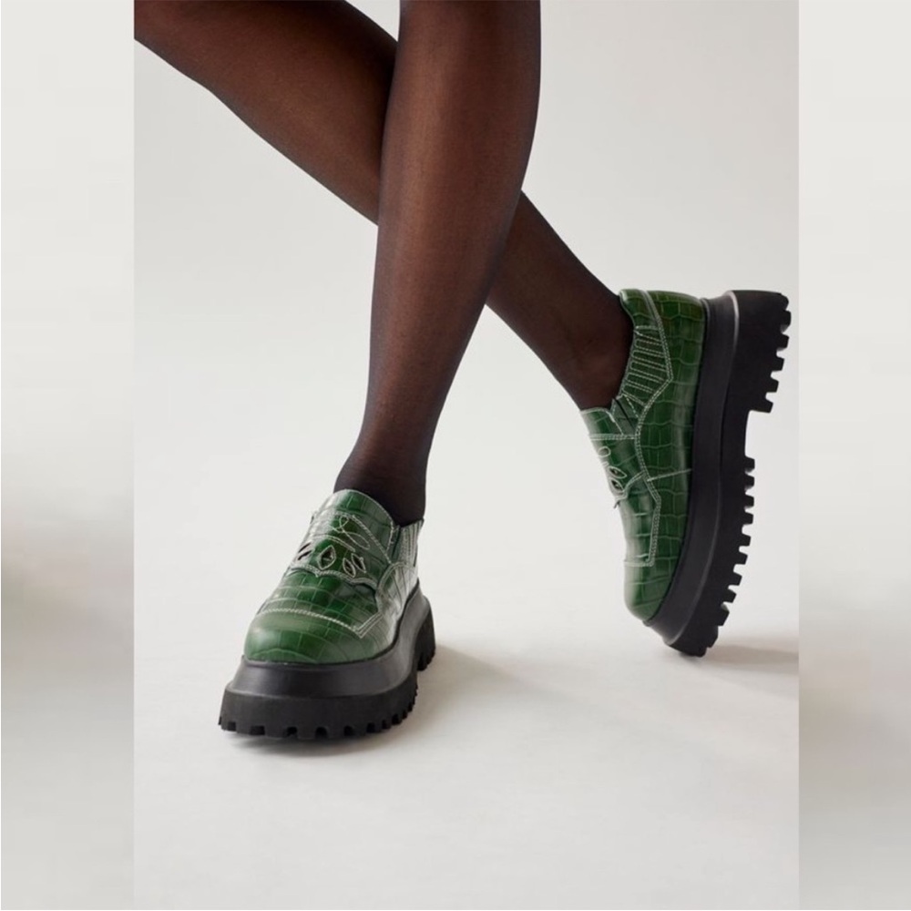 Emerald Green Platform Loafers